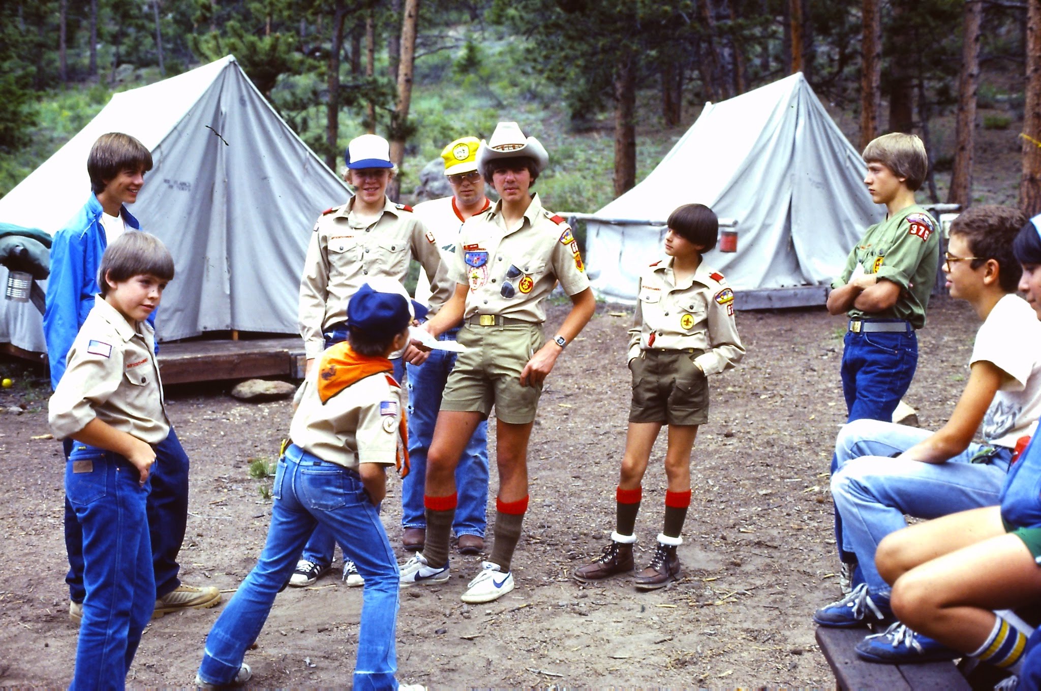 David Limiero as a young leader at Boy Scout Camp, surrounded by younger Scouts